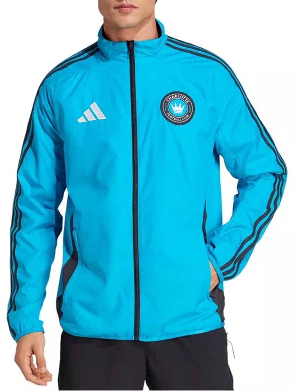 Brand New-adidas Adult Charlotte FC 2025 Blue Anthem Reversible Jacket